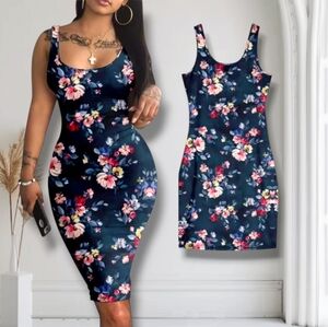 TRENDSETTER Women's Navy Multicolor Floral Print Bodycon Mini Dress